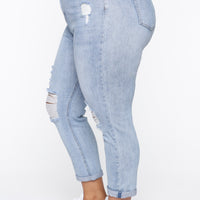 Keep Coming Back Boyfriend Jeans - Light Blue Wash