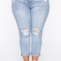 Keep Coming Back Boyfriend Jeans - Light Blue Wash