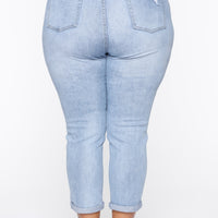 Keep Coming Back Boyfriend Jeans - Light Blue Wash