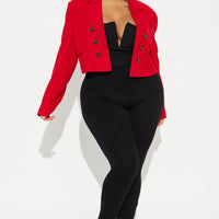 Take The Lead Cropped Blazer - Red
