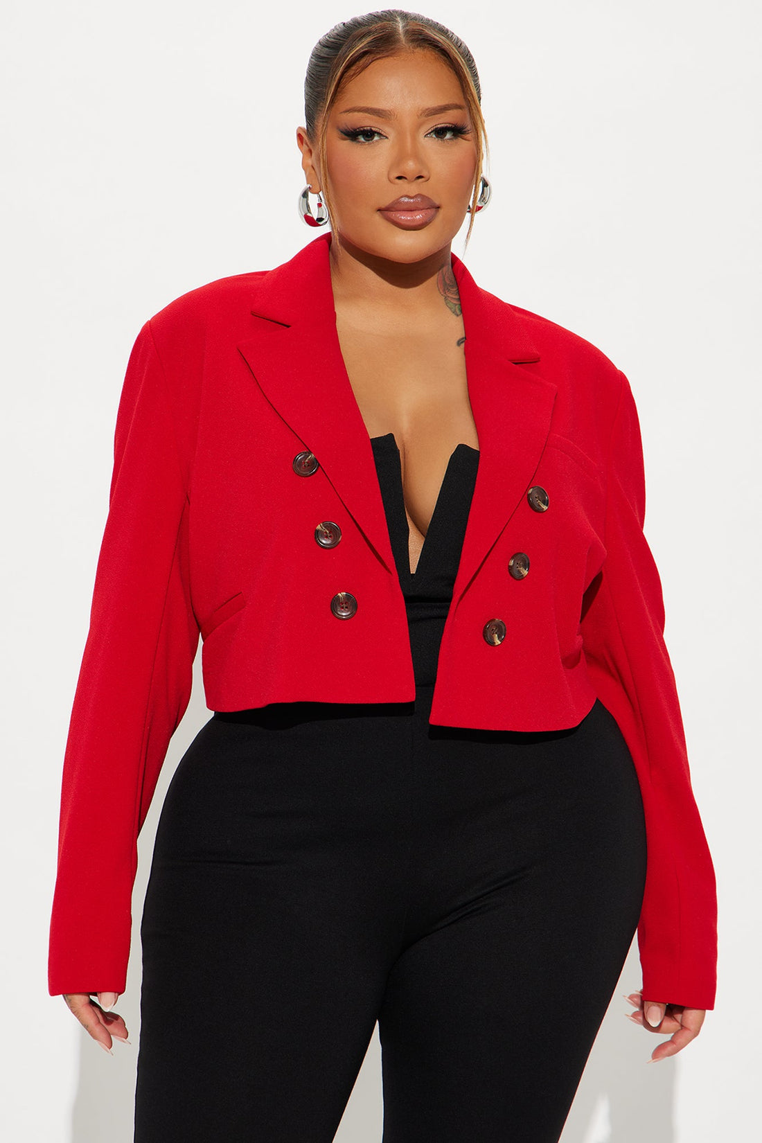 Take The Lead Cropped Blazer - Red