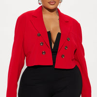 Take The Lead Cropped Blazer - Red