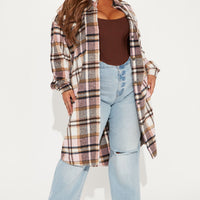 Plaid Girls Club Shacket - Pink/combo