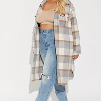 About Her Business Plaid Coat - Cream/combo