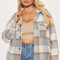 About Her Business Plaid Coat - Cream/combo