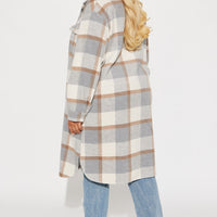 About Her Business Plaid Coat - Cream/combo