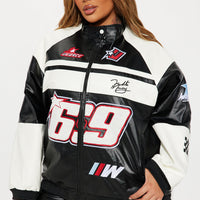 Racing Flag Bomber Jacket - Black/White