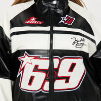 Racing Flag Bomber Jacket - Black/White