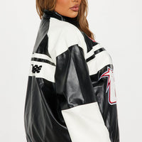 Racing Flag Bomber Jacket - Black/White