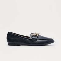 Avy Rhinestone Bow Loafers - Black