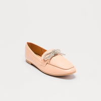 Avy Rhinestone Bow Loafers - Nude