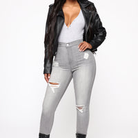 In The Night High Rise Skinny Jeans - Grey
