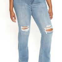 Tall Jessie Mid Rise Distressed Bootcut Jean - Light Blue Wash
