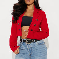 Take The Lead Cropped Blazer - Red