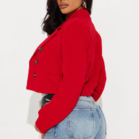 Take The Lead Cropped Blazer - Red