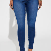 Booty So Good Moto Stretch Skinny Jeans - Dark Wash