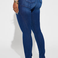 Booty So Good Moto Stretch Skinny Jeans - Dark Wash