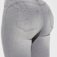 Audrey Booty Lifting Stretch Flare Jeans - Grey