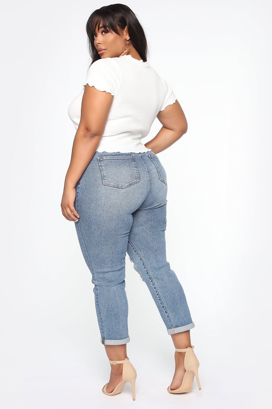Need A New High Rise Mom Jeans - Medium Blue Wash