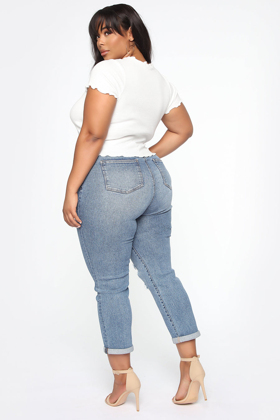 Need A New High Rise Mom Jeans - Medium Blue Wash