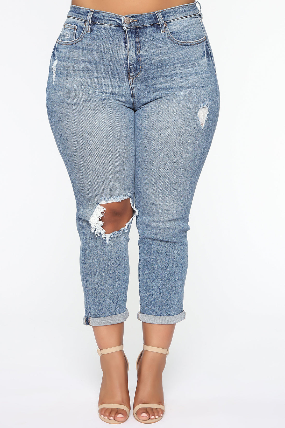 Need A New High Rise Mom Jeans - Medium Blue Wash
