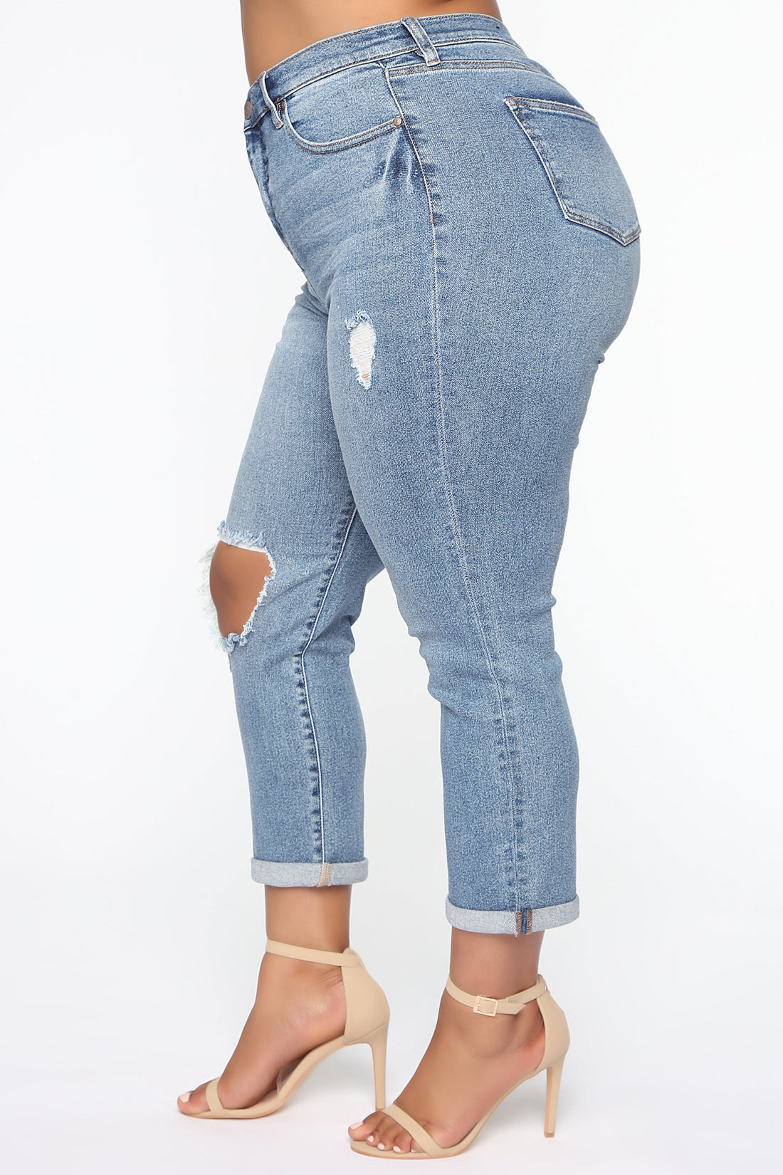 Need A New High Rise Mom Jeans - Medium Blue Wash
