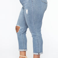 Need A New High Rise Mom Jeans - Medium Blue Wash