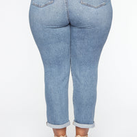 Need A New High Rise Mom Jeans - Medium Blue Wash