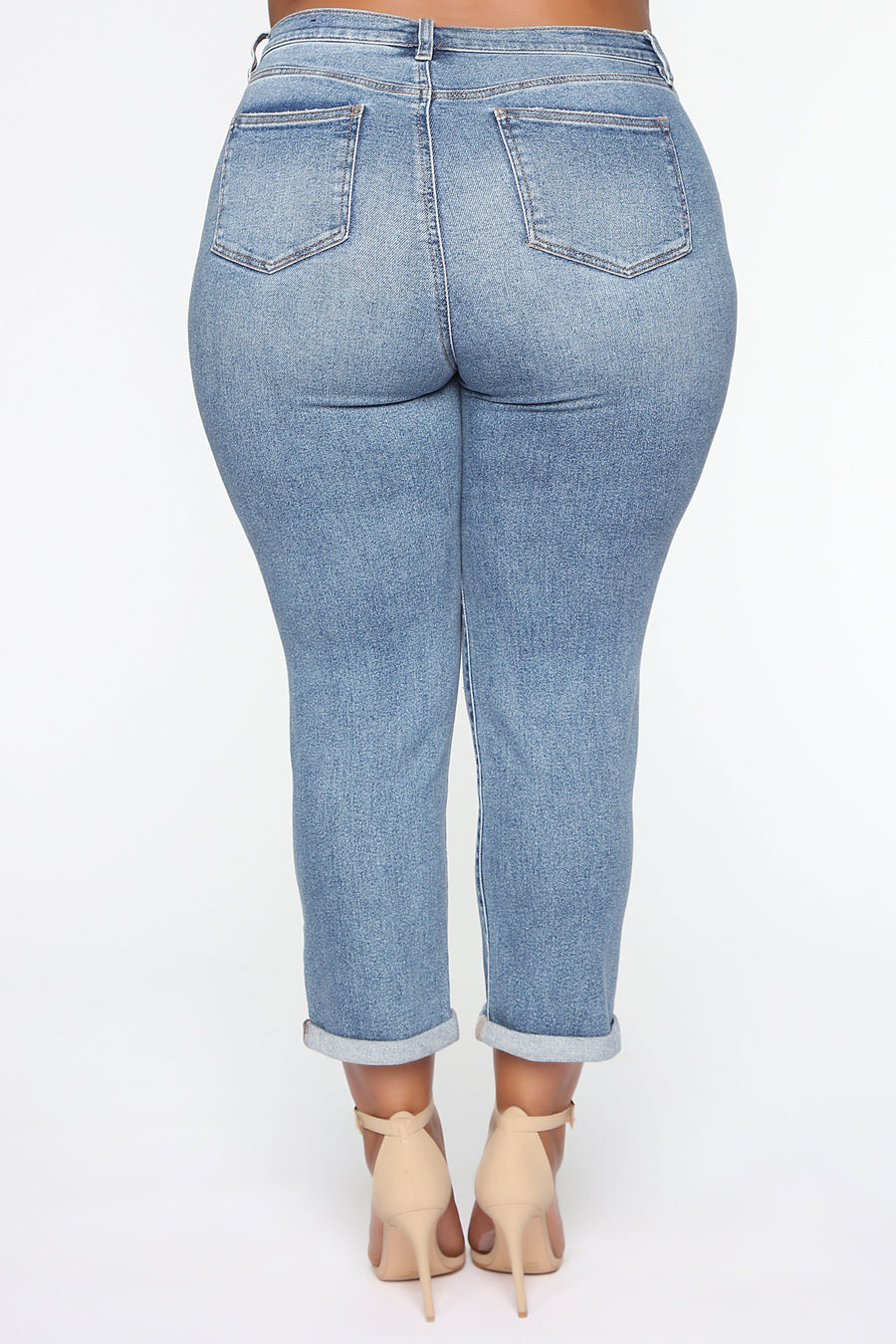Need A New High Rise Mom Jeans - Medium Blue Wash