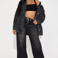 Standing On Business Oversized Denim Jacket - Black Wash