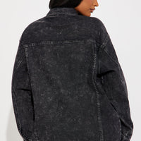 Standing On Business Oversized Denim Jacket - Black Wash
