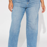 Uptown Stretch High Rise Straight Leg Jeans - Medium Blue Wash