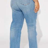 Uptown Stretch High Rise Straight Leg Jeans - Medium Blue Wash