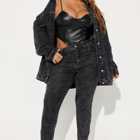 Standing On Business Oversized Denim Jacket - Black Wash