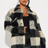 Harper Plaid Wool Shacket - Nude/combo