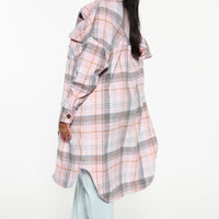 Get Lost Plaid Shacket - Pink