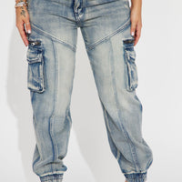 Superstitions Tinted Denim Joggers - Medium Wash