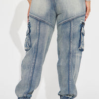 Superstitions Tinted Denim Joggers - Medium Wash