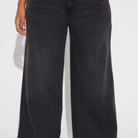 Time Well Spent Stretch Wide Leg Jeans - Black Wash