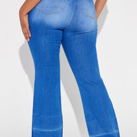 Janis Super Soft Low Rise Flare Jeans - Blue Wash