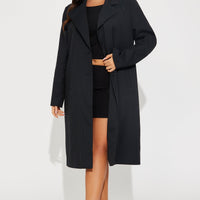 Business Plans Pinstripe Long Blazer - Black/combo