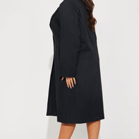 Business Plans Pinstripe Long Blazer - Black/combo