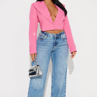 Catch Your Eye Rhinestone Blazer - Pink
