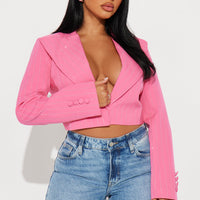Catch Your Eye Rhinestone Blazer - Pink
