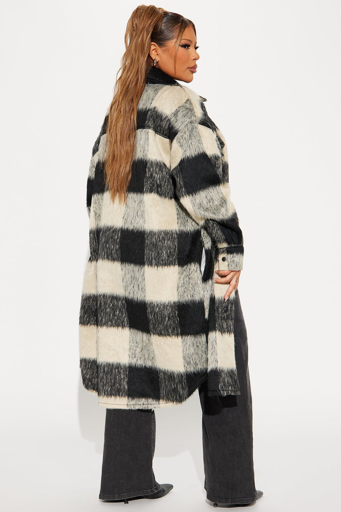 Harper Plaid Wool Shacket - Nude/combo