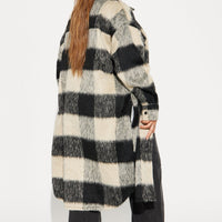 Harper Plaid Wool Shacket - Nude/combo