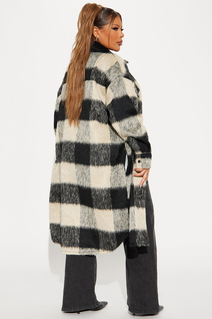 Harper Plaid Wool Shacket - Nude/combo