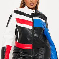 Fast Nights Faux Leather Jacket - Multi Color