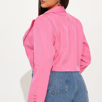 Catch Your Eye Rhinestone Blazer - Pink