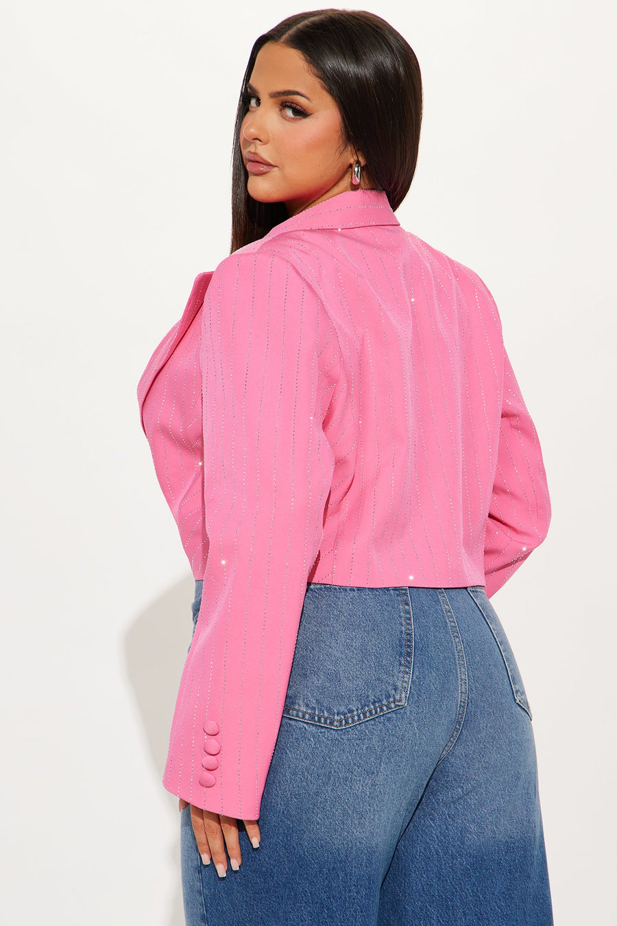 Catch Your Eye Rhinestone Blazer - Pink